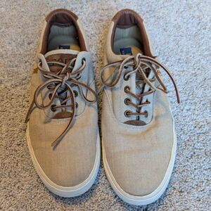 Polo Ralph Lauren Vaughn Mens 11.5D Tan Linen Suede Low Top Sneakers